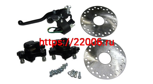 Тормоз дисковый передний в сборе детские  ATV (TREK) типа вело 120мм С РУЧКОЙ ТОРМОЗА правая