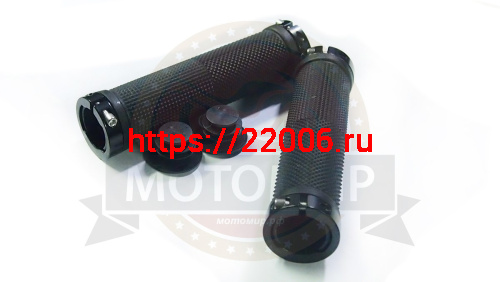 Грипсы для велосипеда 130мм, резина, с двумя грипстопами, с заглушками (черные) (H-G 119)