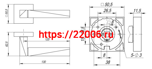 Ручка Fuaro (Фуаро) раздельная K.DM51.DIAMOND (DIAMOND DM) CF-17 кофе фото 3