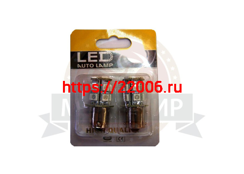 Лампа светодиодная (LED) 12V  (BA15S)  T15  13SMD 1156  красная