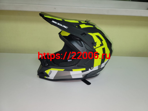 Мотошлем 166 Детский Кросс черно-зелено-белый матовый (L) Мотошлем 166 Детский Кросс черно-зелено-белый матовый (L)