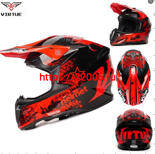 Мотошлем VIRTUE MD-902 Кросс красно-черный (M)