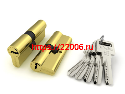 Цилиндровый Fuaro (Фуаро) механизм R600/80 mm-BL (35+10+35) PB латунь 5 кл. БЛИСТЕР