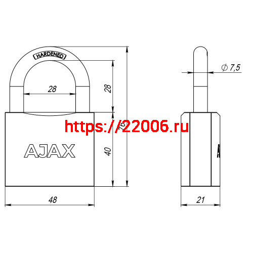 Замок Ajax (Аякс) навесной PD-0150 MS 3 key англ./коробка фото 3 Замок Ajax (Аякс) навесной PD-0150 MS 3 key англ./коробка фото 3