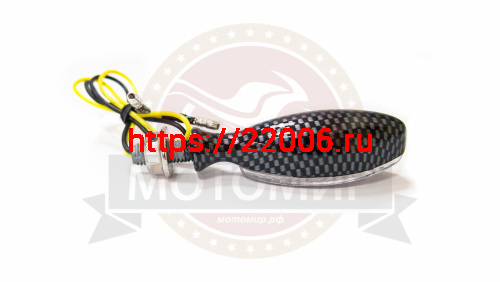 Боковой фонарь (LED) Мини 001 металл  Карбон (овальчик, вытянутый) (компл. - 1 пар) фото 3