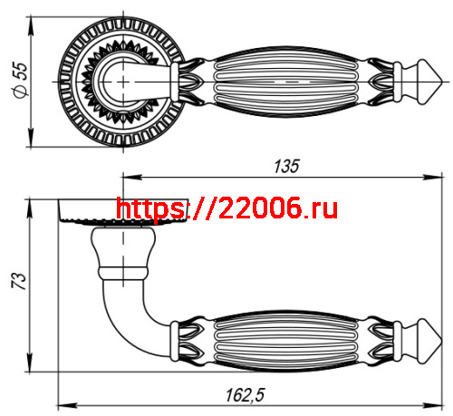 Ручка Armadillo (Армадилло) раздельная R.CL55.Bella (Bella CL2) ABL-18 темная медь фото 3