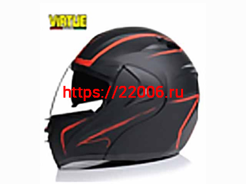 Мотошлем VIRTUE MD-808 трансформер с визором черно-красный матовый (S)