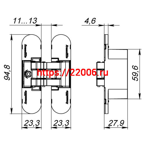 Петля Armadillo (Армадилло) скрытой установки U3D4000 SG (9540UN3D) мат. золото фото 5 Петля Armadillo (Армадилло) скрытой установки U3D4000 SG (9540UN3D) мат. золото фото 5