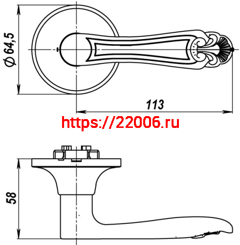 Ручка Fuaro (Фуаро) защелка DK637/BL АB-PS (637/BL АB-P) (без фик.) бронза фото 2
