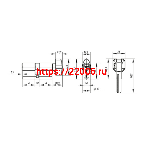 Цилиндровый Punto (Пунто) механизм MaxPro7002Knob120mm(55+10+55) SN никель 7key с вертушкой фото 4 Цилиндровый Punto (Пунто) механизм MaxPro7002Knob120mm(55+10+55) SN никель 7key с вертушкой фото 4