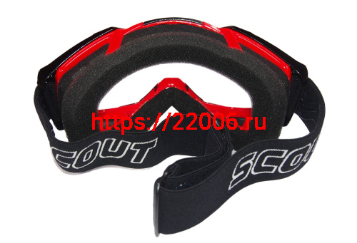 Очки мотокросс/спорт SCOUT (NK-1015) черн/красн, резинка с силиконом, цветн упаковка фото 2