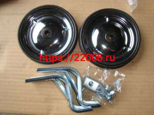 Колеса боковые для детского велосипеда 16" металлические (2 колеса +2 кронштена, крепеж) (ETW-2)