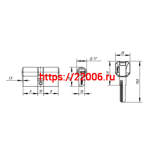 Цилиндровый Punto (Пунто) механизм MaxPro7000Key80mm(25+10+45) SN никель 7key фото 4 Цилиндровый Punto (Пунто) механизм MaxPro7000Key80mm(25+10+45) SN никель 7key фото 4