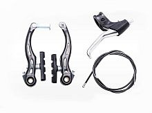 Набор V-тормоза, метал.(перед.+задн) п/алюм.ручки+троса, черный, New Model 3122633-2