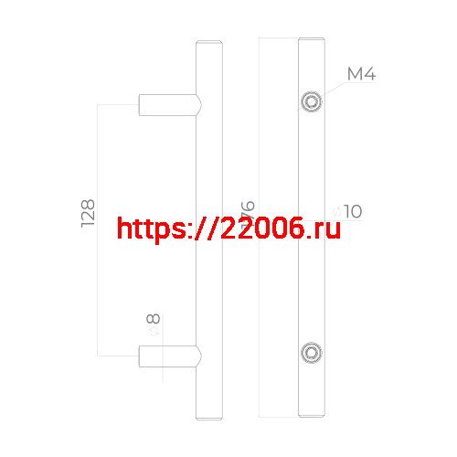 Ручка-скоба Ajax (Аякс) мебельная MB-H-005-128 мм BL черный фото 2