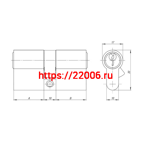 Цилиндровый Ajax (Аякс) механизм (AZ100/80) AZ1000Key80 (35+10+35) CP хром фото 3