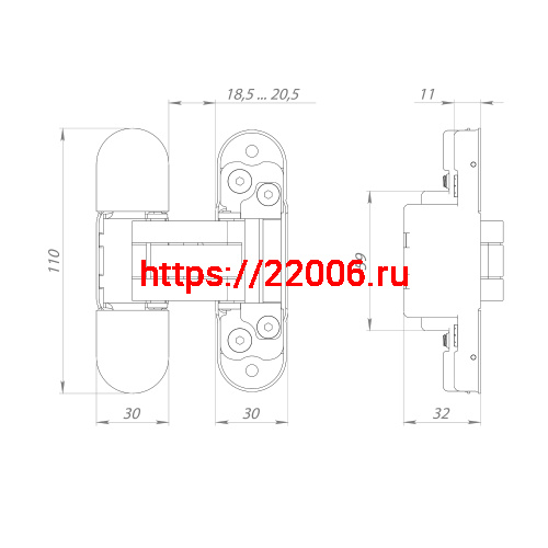 Петля Punto (Пунто) скрытой установки UNION 2.2 ZN/IND BL черный фото 3
