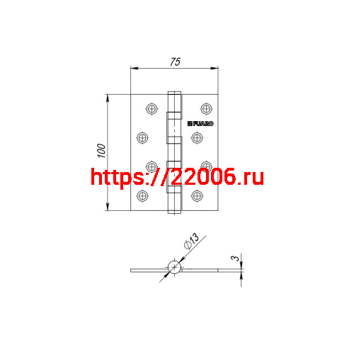 Петля Fuaro (Фуаро) универсальная HEAVY IN4400U SSC (сатинированный хром) 100х75х3 мм фото 3 Петля Fuaro (Фуаро) универсальная HEAVY IN4400U SSC (сатинированный хром) 100х75х3 мм фото 3