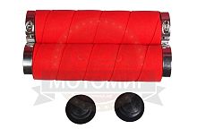 Грипсы для велосипеда 130мм, мягкие, с двумя грипстопами, с заглушками, красные с серебром (HL- G21