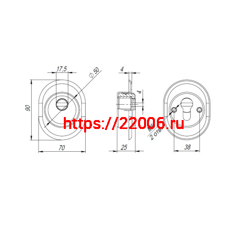 Броненакладка Fuaro (Фуаро) DEF.CRE/OV-set.9726 (DEF 9726) M6x90 врезная с чашкой CP-8 хром фото 4