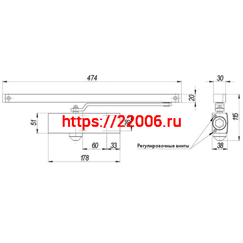 Доводчик Armadillo (Армадилло) дверной со скользящей тягой DCSLIDER85 (DCS-85) WH (белый) фото 2