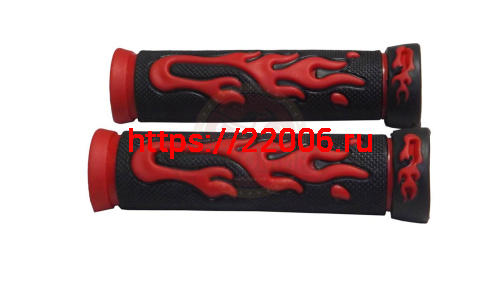 Грипсы для велосипеда 130мм, резина, черно-красные, рисунок "Пламя" (EHG-25) фото 2 Грипсы для велосипеда 130мм, резина, черно-красные, рисунок "Пламя" (EHG-25) фото 2