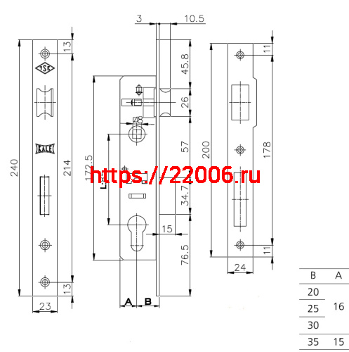 Корпус Kale kilit (Кале килит) узкопрофильного замка с защёлкой 153 (30 mm) w/b (никель) фото 3 Корпус Kale kilit (Кале килит) узкопрофильного замка с защёлкой 153 (30 mm) w/b (никель) фото 3