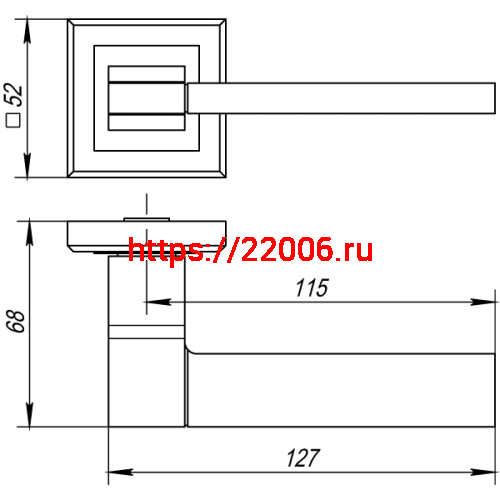 Ручка Punto (Пунто) раздельная K.QL52.TECH (TECH QL) GR/CP-23 графит/хром фото 3